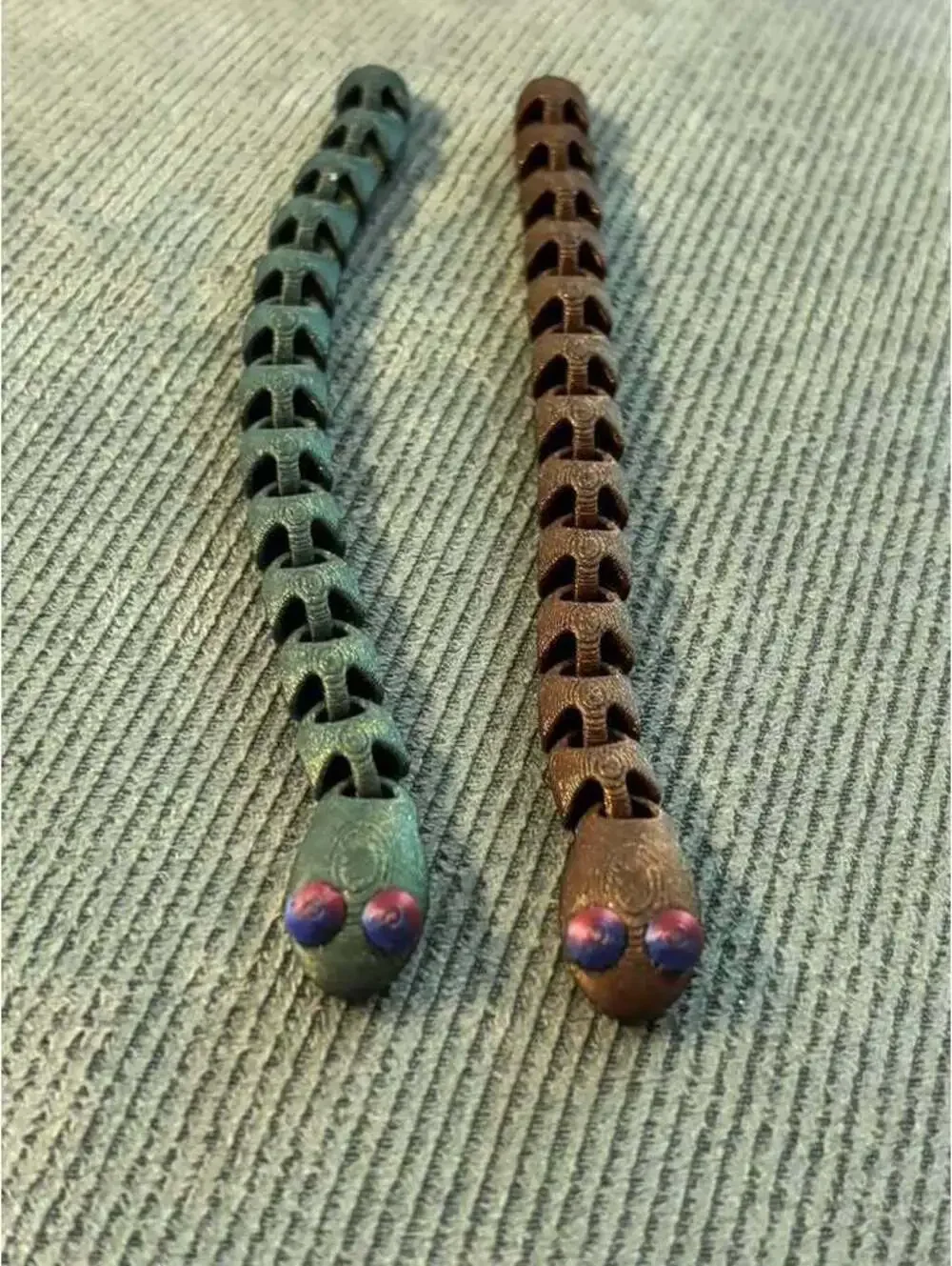 3D Printed Articulated Snake Fidget Toys, two